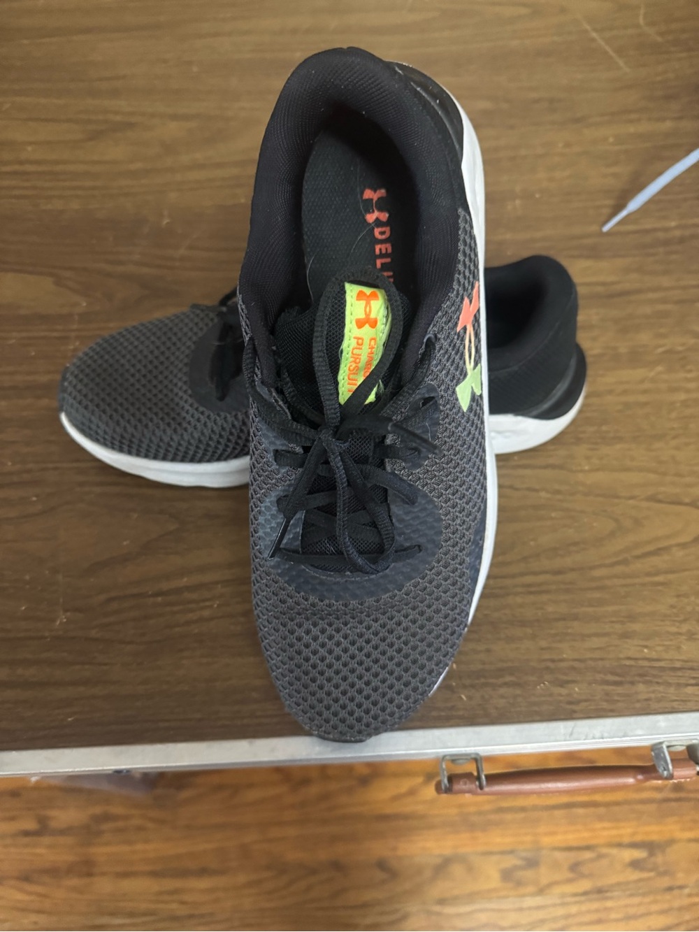 Under Armour Black Mesh Training Shoes with Neon Green and Orange Logo